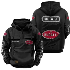 Bugatti Quarter Zip Hoodie, Sports Hoodie Multi-Pockets, Custom Name TN240525Y41HJRCT2BUG