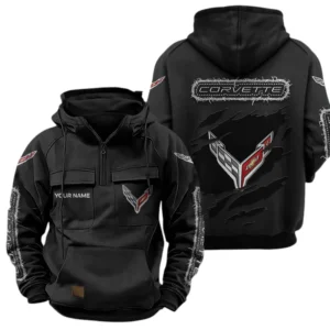 Corvette Quarter Zip Hoodie Sports Hoodie Multi-Pockets Custom Name TN240525Y41HJRCT2COR