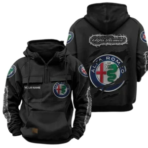 Alfa Romeo Quarter Zip Hoodie, Sports Hoodie Multi-Pockets, Custom Name TN240525Y41HJRCT3ALR