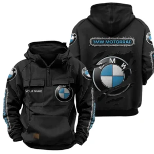 BMW M Motorsport Racing Quarter Zip Hoodie, Sports Hoodie Multi-Pockets, Custom Name TN240525Y41HJRCT3BMM