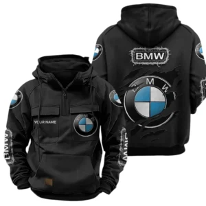 BMW Quarter Zip Hoodie, Sports Hoodie Multi-Pockets, Custom Name TN240525Y41HJRCT3BMW