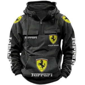 Ferrari Quarter Zip Hoodie Sports Hoodie Multi-Pockets Custom Name TN250525Y41HJRCT1FER
