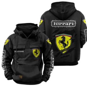 Ferrari Quarter Zip Hoodie Sports Hoodie Multi-Pockets Custom Name TN250525Y41HJRCT2FER