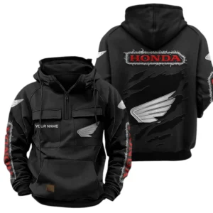 Honda Motor Quarter Zip Hoodie Sports Hoodie Multi-Pockets Custom Name TN250525Y41HJRCT3HOM