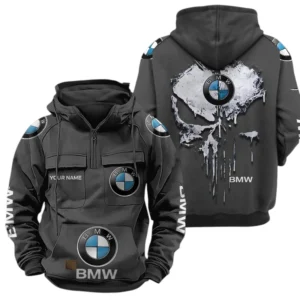 BMW Quarter Zip Hoodie, Sports Hoodie Multi-Pockets, Custom Name TN240525Y41HJRCT2BMW