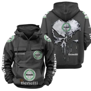 Benelli Quarter Zip Hoodie, Sports Hoodie Multi-Pockets, Custom Name TN240525Y41HJRCT2BNL