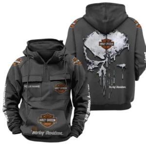 Harley Davidson Quarter Zip Hoodie Sports Hoodie Multi-Pockets Custom Name TN250525Y41HJRCT2HDM