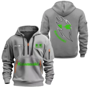 Kawasaki Motors Half Zip Hoodie, Sport Hooded Multi-Pocket, Custom Name TN040625Y25QZ2HCT2KAM