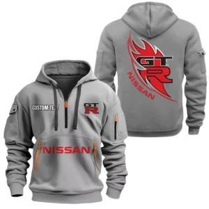 Nissan GTR Half Zip Hoodie Sports Hooded Multi-Pocket, Custom Name TN040625Y25QZ2HCT5NIS