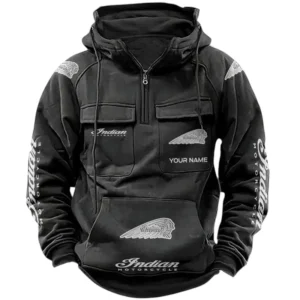 Indian Motorcycle Quarter Zip Hoodie Sports Hoodie Multi-Pockets Custom Name TN020625Y41HJRCT1INM