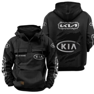 KIA Quarter Zip Hoodie Sports Hoodie Multi-Pockets Custom Name TN020625Y41HJRCT2KIA