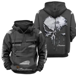 Indian Motorcycle Quarter Zip Hoodie Sports Hoodie Multi-Pockets Custom Name TN020625Y41HJRCT2INM