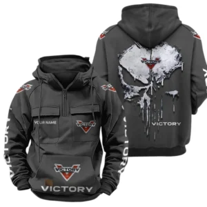 Victory Motorcycles Quarter Zip Hoodie Sports Hoodie Multi-Pockets Custom Name TN040625Y41HJRCT2VIM