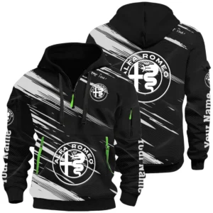 Alfa Romeo Half Zip Hoodie All Over Prints Multi-Pockets Custom Name