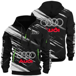 Audi Half Zip Hoodie All Over Prints Multi-Pockets Custom Name