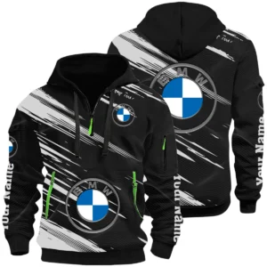 BMW Half Zip Hoodie All Over Prints Multi-Pockets Custom Name
