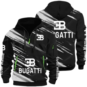 Bugatti Half Zip Hoodie All Over Prints Multi-Pockets Custom Name