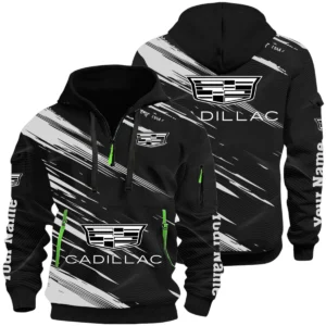 Cadillac Half Zip Hoodie All Over Prints, Multi-Pockets Custom Name