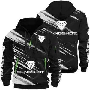 Slingshot Half Zip Hoodie All Over Prints, Multi-Pockets Custom Name