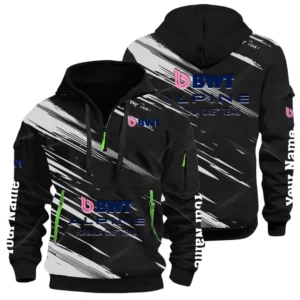 Alpine F1 Team Racing Half Zip Hoodie All Over Prints, Multi-Pockets Custom Name