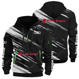 Audi Sport Racing Half Zip Hoodie All Over Prints, Multi-Pockets Custom Name