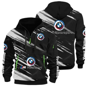 BMW M Motorsport Racing Half Zip Hoodie All Over Prints, Multi-Pockets Custom Name