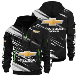 Chevrolet Racing Half Zip Hoodie All Over Prints, Multi-Pockets Custom Name