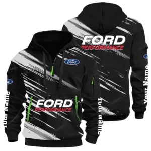 Ford Performance Racing Half Zip Hoodie All Over Prints, Multi-Pockets Custom Name