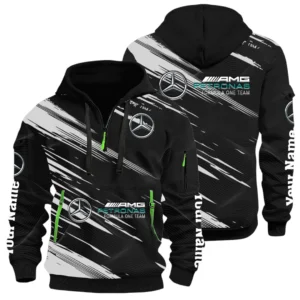 Mercedes-AMG Petronas Racing Half Zip Hoodie All Over Prints, Multi-Pockets Custom Name