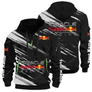 Oracle Red Bull Racing Half Zip Hoodie All Over Prints, Multi-Pockets Custom Name