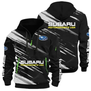 Subaru Motorsports USA Racing Half Zip Hoodie All Over Prints, Multi-Pockets Custom Name
