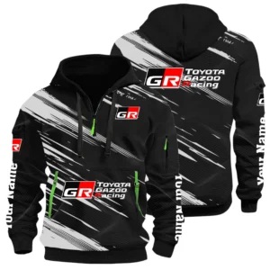 Toyota Gazoo Racing Half Zip Hoodie All Over Prints, Multi-Pockets Custom Name