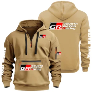 Toyota Gazoo Racing Half Zip Hoodie Multi Zipper Pocket Custom Name