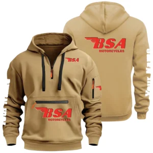 BSA Motorcycles Half Zip Hoodie Multi Zipper Pocket Custom Name