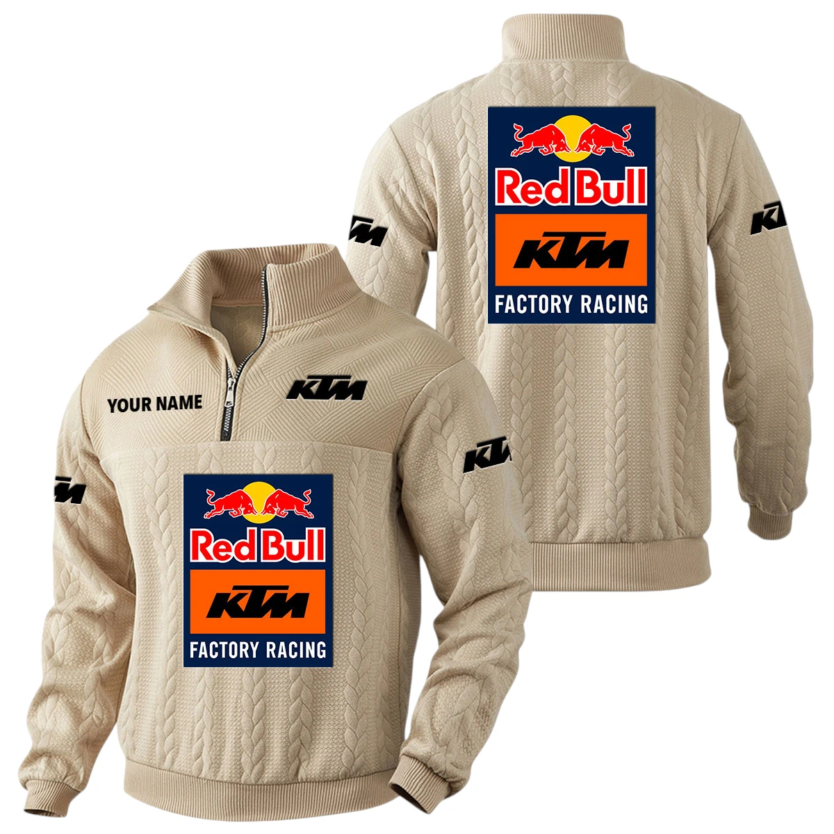Red Bull KTM Factory Racing Quarter-Zip Sweatshirt Stand Collar Custom Name Red Bull KTM Factory Racing Quarter-Zip Sweatshirt Stand Collar Custom Name