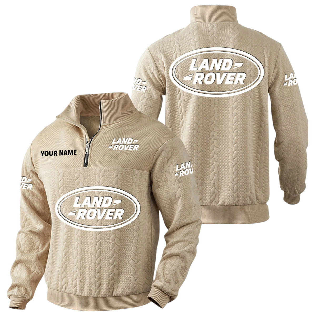 Land Rover Quarter-Zip Sweatshirt Stand Collar Custom Name Land Rover Quarter-Zip Sweatshirt Stand Collar Custom Name