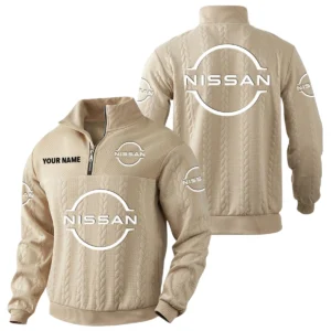 Nissan Quarter-Zip Sweatshirt Stand Collar Custom Name