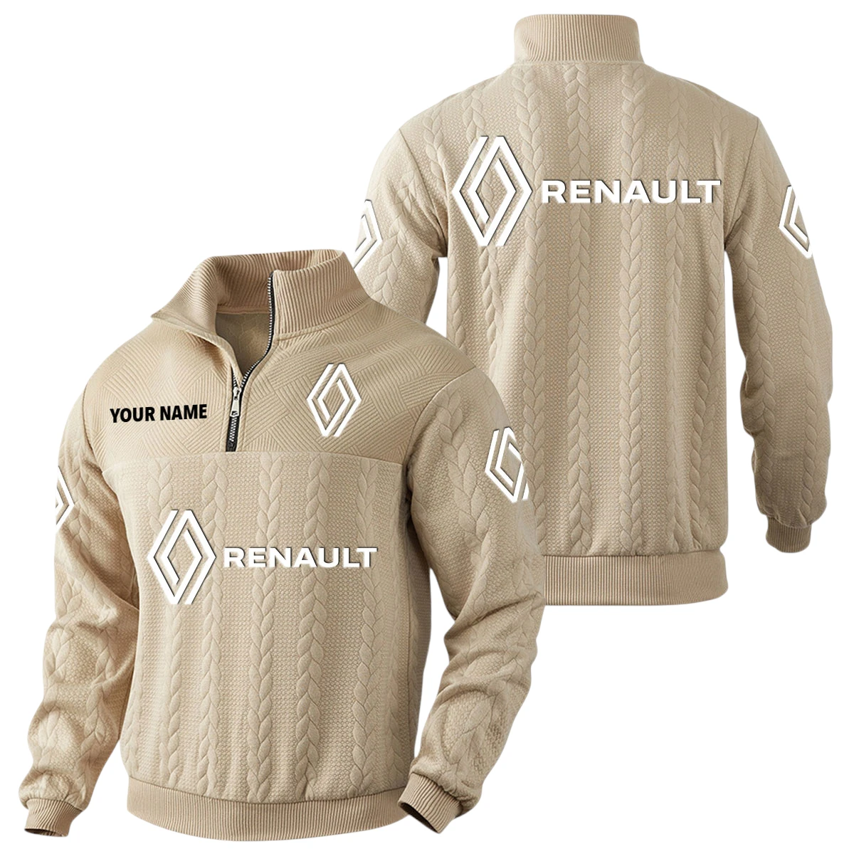 Renault Quarter-Zip Sweatshirt Stand Collar Custom Name Renault Quarter-Zip Sweatshirt Stand Collar Custom Name