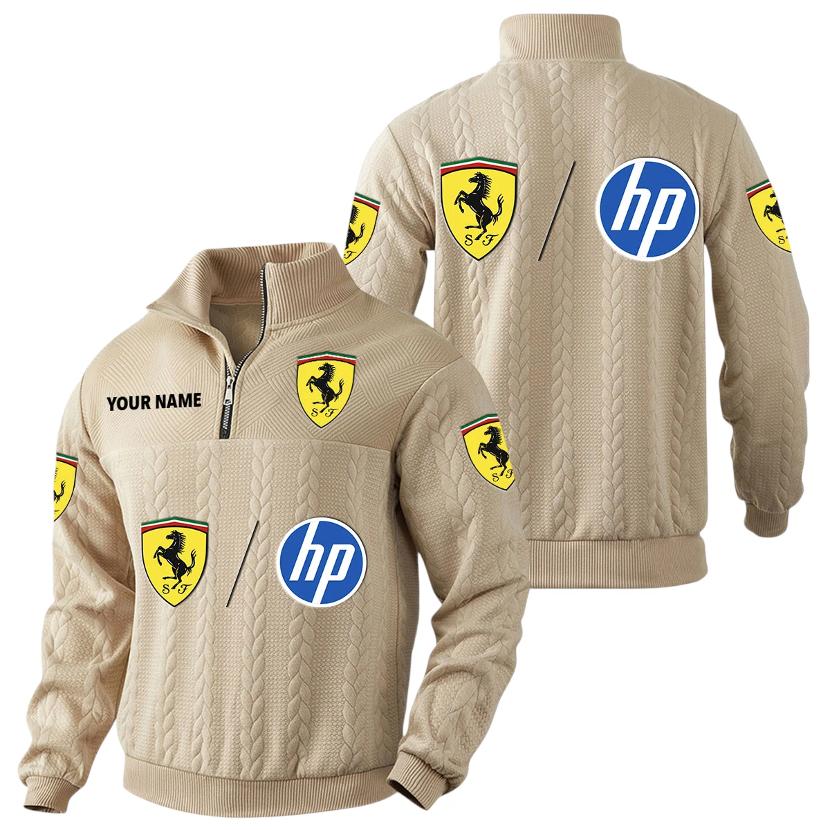Scuderia Ferrari HP Racing Quarter-Zip Sweatshirt Stand Collar Custom Name Scuderia Ferrari HP Racing Quarter-Zip Sweatshirt Stand Collar Custom Name