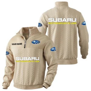 Subaru Motorsports USA Racing Quarter-Zip Sweatshirt Stand Collar Custom Name