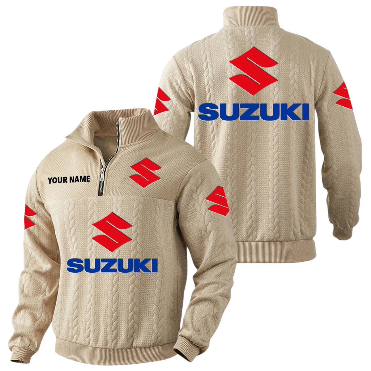 Suzuki Motor Quarter-Zip Sweatshirt Stand Collar Custom Name Suzuki Motor Quarter-Zip Sweatshirt Stand Collar Custom Name