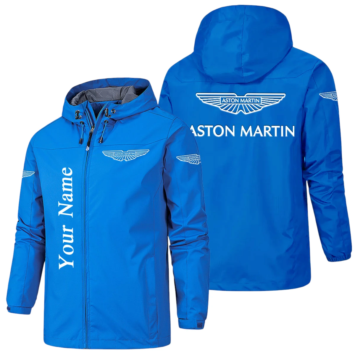 Aston Martin Hooded Windbreaker Jacket Custom Name Aston Martin Hooded Windbreaker Jacket Custom Name