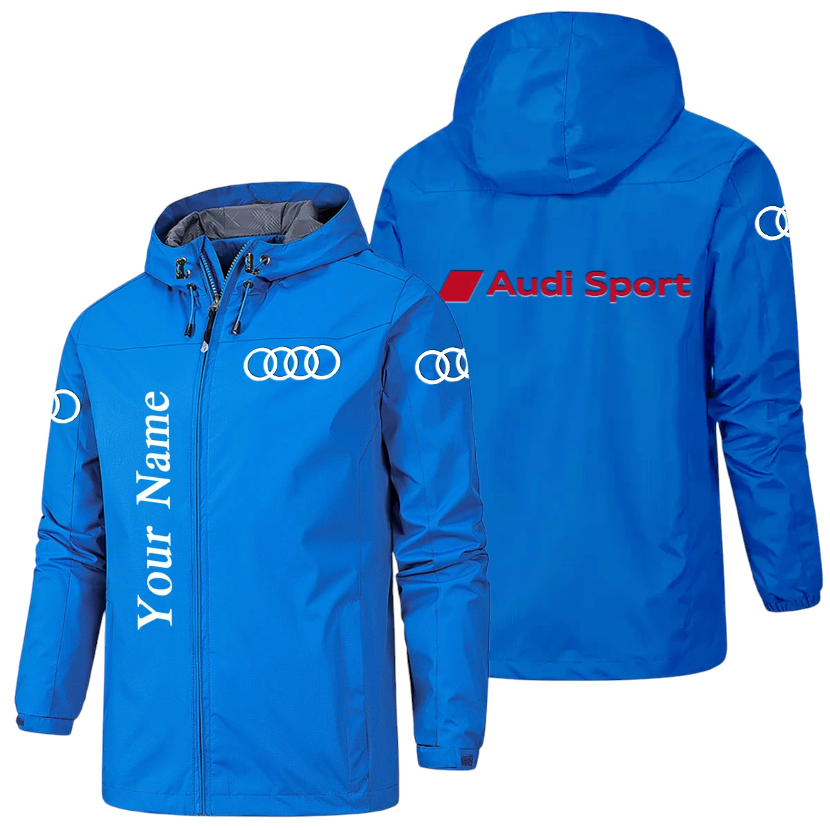 Audi Sport Racing Hooded Windbreaker Jacket Custom Name Audi Sport Racing Hooded Windbreaker Jacket Custom Name
