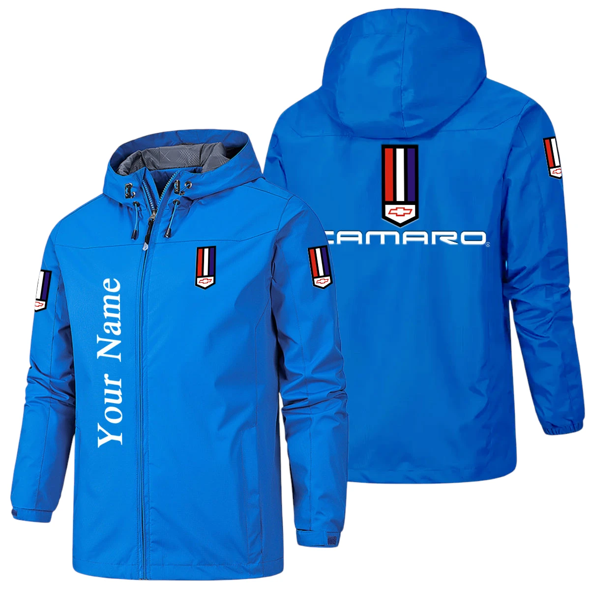 Chevrolet Camaro Hooded Windbreaker Jacket Custom Name Chevrolet Camaro Hooded Windbreaker Jacket Custom Name