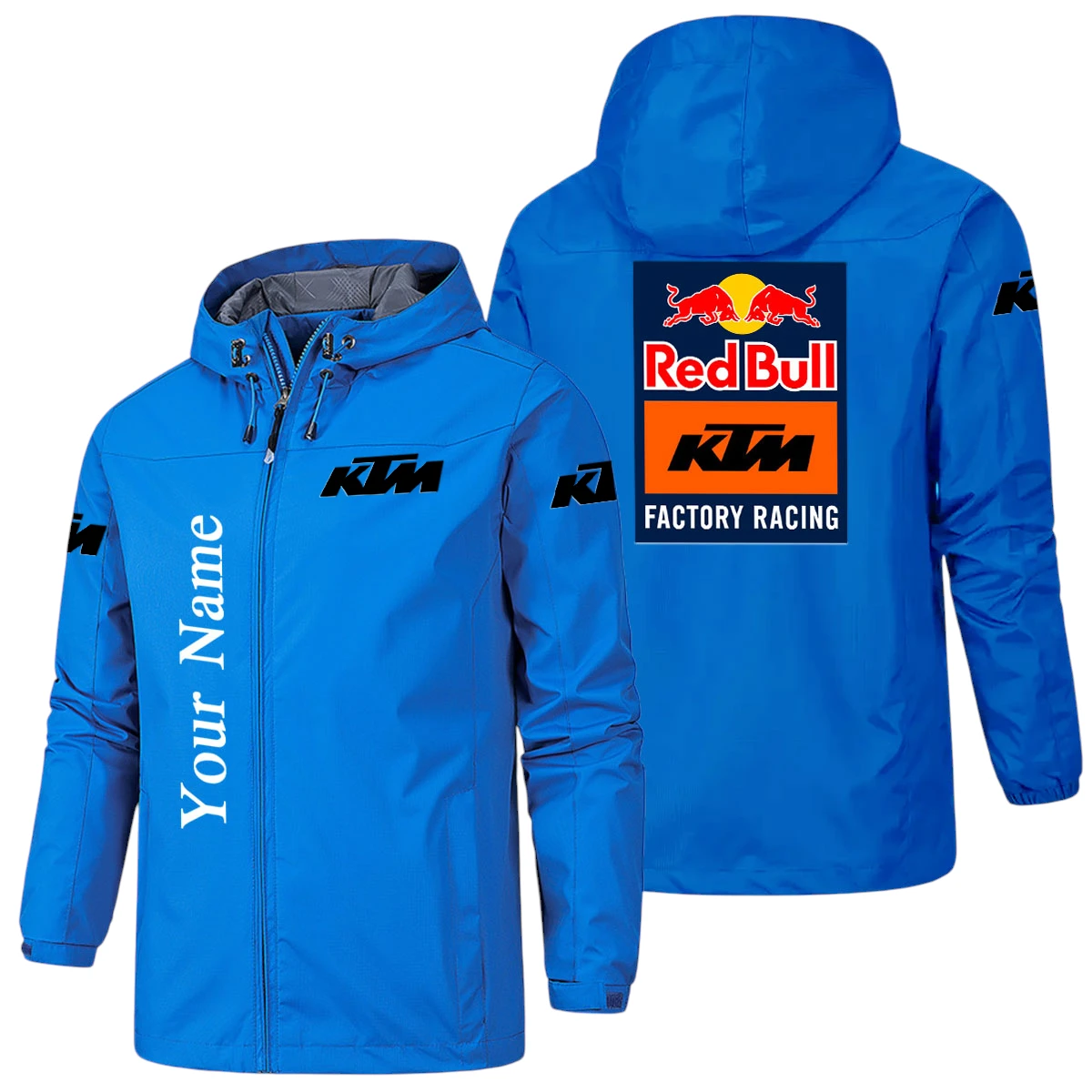 Red Bull KTM Factory Racing Hooded Windbreaker Jacket Custom Name Red Bull KTM Factory Racing Hooded Windbreaker Jacket Custom Name