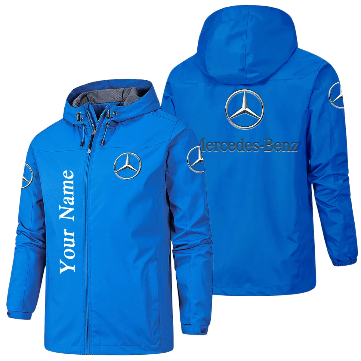 Mercedes-Benz Hooded Windbreaker Jacket Custom Name Mercedes-Benz Hooded Windbreaker Jacket Custom Name