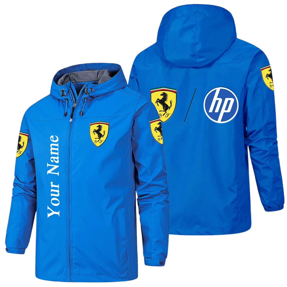 Scuderia Ferrari HP Racing Hooded Windbreaker Jacket Custom Name Scuderia Ferrari HP Racing Hooded Windbreaker Jacket Custom Name