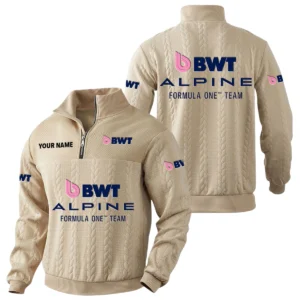 Alpine F1 Team Racing Quarter-Zip Sweatshirt Stand Collar Custom Name