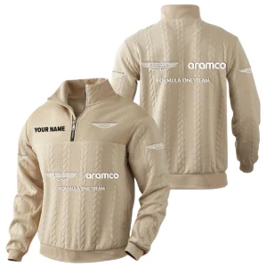 Aston Martin Racing Quarter-Zip Sweatshirt Stand Collar Custom Name