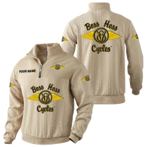 Boss Hoss Cycles Quarter-Zip Sweatshirt Stand Collar Custom Name